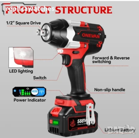 ударен гайковерт 1800нм с две батерии, снимка 3 - Винтоверти - 50730378