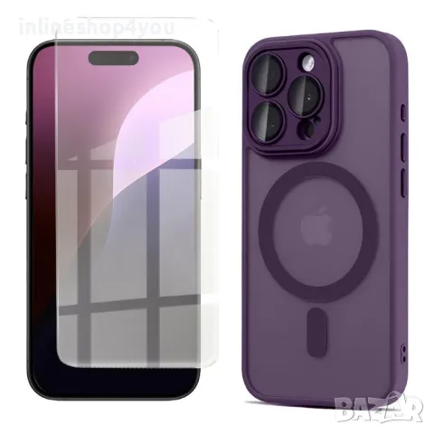 Матов MAGSAFE Кейс за Apple iPhone 16 Pro Max със защита на камерите, снимка 2 - Калъфи, кейсове - 47263120