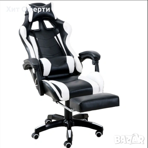 Въртящ се кожен стол за офис и компютърни игри, снимка 2 - Столове - 53167580