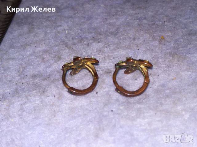 СТАРИ МЕДНИ с ПОЗЛАТА и ФАСЕТИРАНИ БЛЕСТЯЩИ КРИСТАЛЧЕТА ЗВЕЗДОВИДНИ РЕТРО ОБЕЧКИ 37390, снимка 4 - Обеци - 41483901