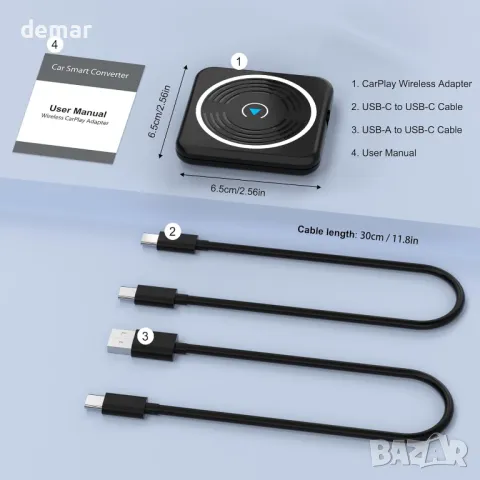 Безжичен адаптер за Carplay, стабилен бърз Mini Carplay безжичен адаптер, кабелен към безжичен, снимка 6 - Аксесоари и консумативи - 47763236