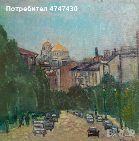 Петър Ненов маслени бои пейзаж от София, снимка 3 - Картини - 53635797