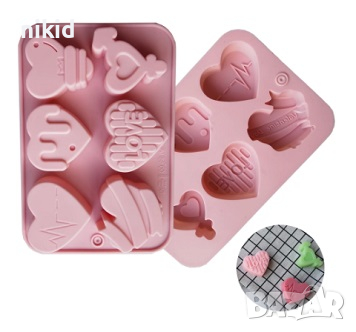 6 вида сърце сърца интересни дълбок силиконов молд форма калъп шоколад сапун гипс и др, снимка 2 - Форми - 36351671