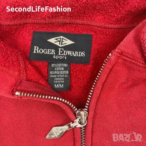 Мъжко спортно яке Roger Edwards Sport с лого, червено и цип, размер M, Канада, снимка 2 - Якета - 52496488