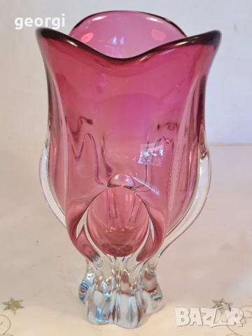 дизайнерска стъклена ваза Josef Hospodka Czechoslovakia , снимка 2 - Вази - 50838451