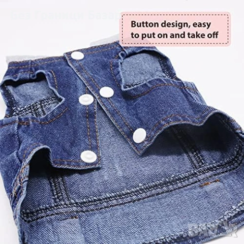 Ново Кучешко дънково яке M с яка – ретро стил, синьо, удобно облекло, снимка 3 - За кучета - 53567112