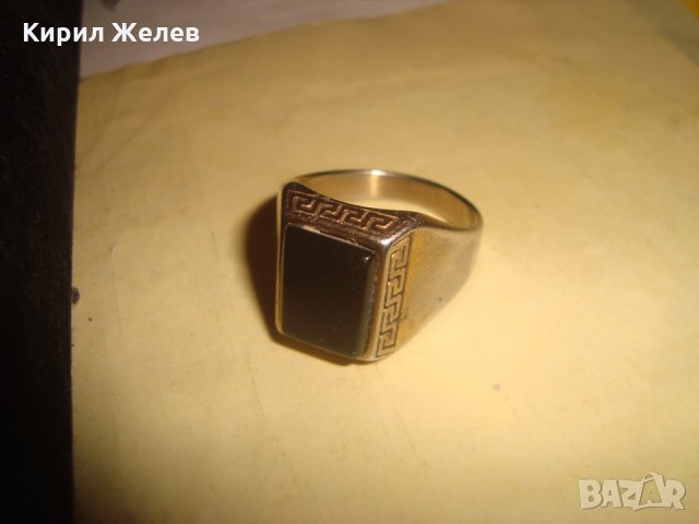 ПОСРЕБРЕН СТАР СТОМАНЕН ВЕРСАЧЕ СТИЛ ПРЪСТЕН с ПОЛИРАН ЧЕРЕН ОНИКС КЛАСИЧЕСКИ АРТ ДЕКО МОДЕЛ 26344, снимка 7 - Пръстени - 34806285