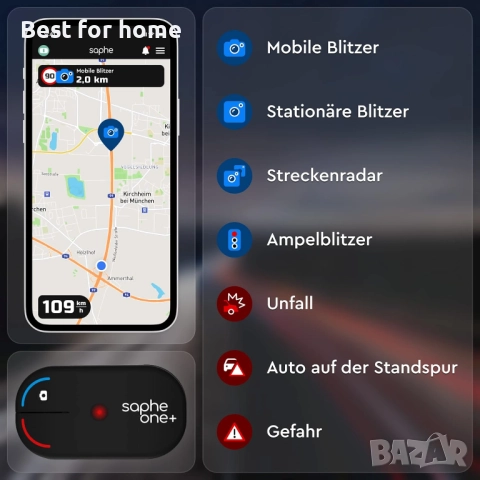 Saphe One+ Аларма за скоростна камера за кола, снимка 5 - Други - 52367619