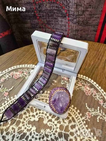 Гривна и пръстен с аметист, снимка 4 - Пръстени - 53128718
