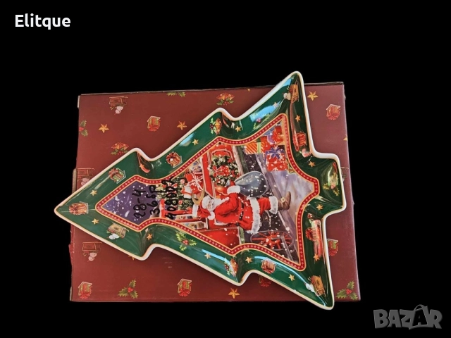 Коледна стъклена чиния Елха, снимка 2 - Други стоки за дома - 52644928