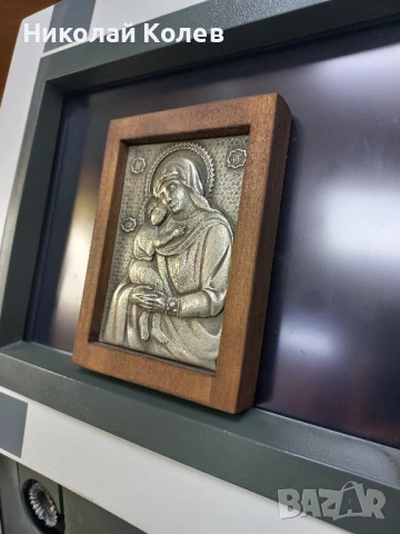 Посребрени икони на Богородица,Св.Николай,Св.Георги и Архангел Михаил., снимка 2 - Икони - 51266060
