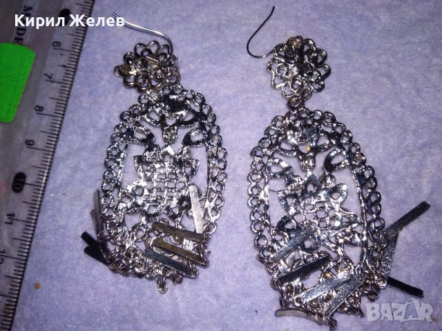СРЕБРИСТИ АЖУРНИ РЕТРО СТИЛ ОБЕЦИ БЛАГОРОДНА СТОМАНА с КРИСТАЛЧЕТА 38614, снимка 5 - Обеци - 41648673