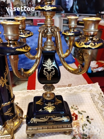 Порцеланов часовник с два свещника, снимка 9 - Антикварни и старинни предмети - 51553660