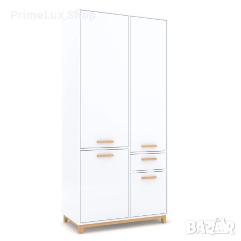 Гардероб STEKA 4D1S бяло/каменен дъб , снимка 3 - Гардероби - 53105464