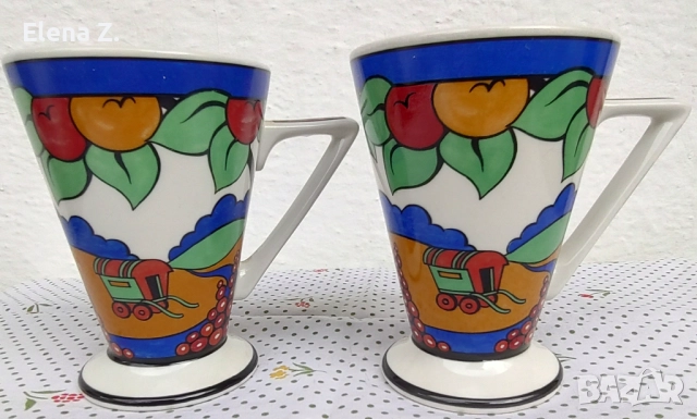 2 винтидж чаши Sadler Clarice Cliff Art deco, снимка 5 - Чаши - 52798589
