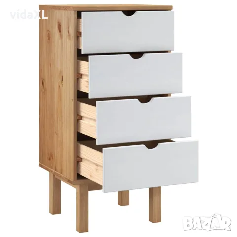 vidaXL Шкаф с чекмеджета OTTA, кафяво и бяло, 45x39x90 см, бор масив