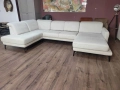 ПРОМОЦИЯ!!!Светло кремав П - образен ъглов диван от плат Mondo Lometti, снимка 6