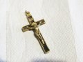  Красив Старинен бронзов кръст разпятие   - 70 х 35 мм Исус Христос, снимка 4