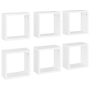 vidaXL Стенни кубични рафтове, 6 бр, бели, 30x15x30 см(SKU:807000