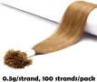 16" Pre Bonded Human Hair Extensions U-tip с кератин – 100% Remy, 0.5g x 200 нишки, 100g (прави), снимка 3