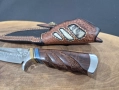 Ръчно изработен ловен нож дамаска стомана с кожена кания LN432, снимка 8