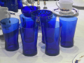 6 броя чаши от синьо стъкло