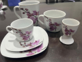 Шесторен сет Орхидея порцелан Германия, снимка 5