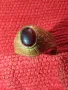 СТАРИНЕН КЛАСИЧЕСКИ РЕТРО МОДЕЛ ОРНАМЕНТИРАН МЕДЕН ПРЪСТЕН с ЧЕРВЕН КАМЪК КРИСТАЛ РЪЧНА РАБОТА 46805, снимка 15