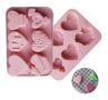 6 вида сърце сърца интересни дълбок силиконов молд форма калъп шоколад сапун гипс и др, снимка 2
