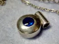 СКЪПОЦЕНЕН СРЕБЪРЕН МЕДАЛЬОН СРЕБРО 925 с ЮВЕЛИРНО ФАСЕТИРАН СИН ЦИРКОН и ПОСРЕБРЕНА ВЕРИЖКА 49733, снимка 3