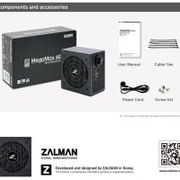 Захранване за настолен компютър Zalman MegaMax ZM600-TXII 600W ATX 80 PLUS 230V EU Active PFC, снимка 5 - Захранвания и кутии - 40898591