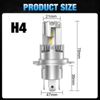 2 БРОЯ 200W Умалени LED Диодни крушки H4 9-32V +300%, снимка 2 - Аксесоари и консумативи - 42326712