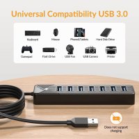 GiGimundo 7-портов USB хъб 3.0, 1M кабел с допълнителни 5V/3A , снимка 2 - Мрежови адаптери - 41804457