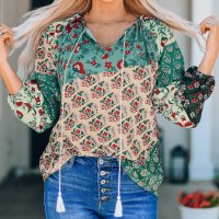 Дамска блуза с принт на цветя, снимка 5 - Блузи с дълъг ръкав и пуловери - 40148936