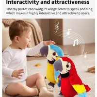 Цветен разговорлив папагал Интерактивна записваща и музикална играчка, която маха с криле и учи деца, снимка 8 - Музикални играчки - 41403123