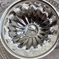 Vintage стойка с кристална купа “Mayell EP” - Англия и посребрена лъжица, снимка 5 - Прибори за хранене, готвене и сервиране - 44658953