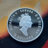 Юбилейна сребърна монета 15 Dollars - Elizabeth II Olympics; I.O.C. coinage, снимка 1 - Нумизматика и бонистика - 41675380