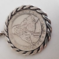 Стара сребърна гривна с монета в обков 1933г San Marino 20 lire, снимка 5 - Антикварни и старинни предмети - 40244005