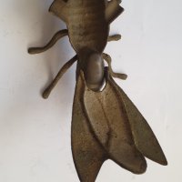 Голяма бронзова муха - пепелник-19см, снимка 5 - Антикварни и старинни предмети - 42563466