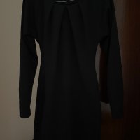 Официална черна рокля с дълъг ръкав и цип на гърба , снимка 1 - Рокли - 42014738