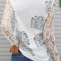 Дамска дантелена блуза с V-образно деколте и дълги ръкави - 023, снимка 5 - Ризи - 41004109