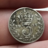 3 лесна 1917 г сребро Великобритания , снимка 3 - Нумизматика и бонистика - 41548897