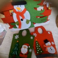 Коледен панер и торбички от филц, снимка 1 - Декорация за дома - 38905933