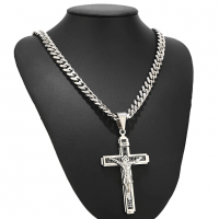 Кръст Колие Иисус Христос Разпятие - Silver, снимка 3 - Колиета, медальони, синджири - 36347323