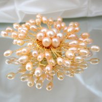 Изискана брошка  от естествени розови перли , снимка 3 - Други - 38686055