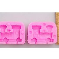 3D 2 части за дървено влакче влак силиконов молд форма декор украса фондан торта, снимка 2 - Форми - 23043178