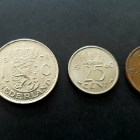 Монети. Холандия. Холандски 1, 10  , 25 цента и 1 гулдена., снимка 2 - Нумизматика и бонистика - 35183451