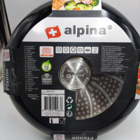 Керамичен тиган Alpina Switzerland 28 см Материал алуминий Вътрешно покритие керамика Съвместимост -, снимка 2 - Съдове за готвене - 44760365