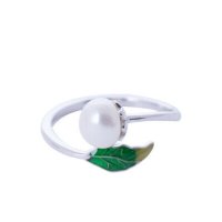 Дамски пръстен с перла и листо, снимка 5 - Пръстени - 41865176