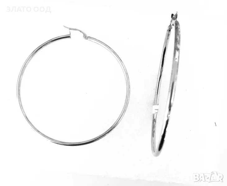 Златни обеци халки от бяло, жълто и розово -14К, снимка 1